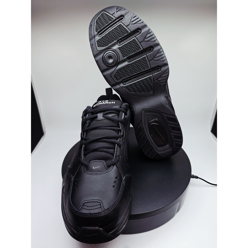 Nike Air Monarch IV Black/Black Men’s Low Top Lace-Up Sneaker 4E 416355-001 - Picture 4 of 5